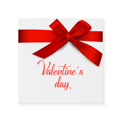 Paper sheet with a red ribbon and bow. It can be used for greeting cards, letters, etc.