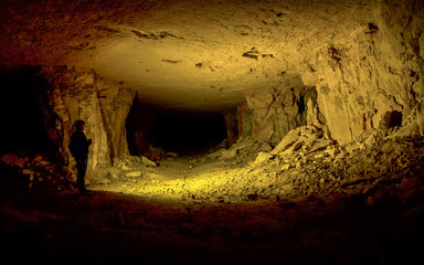 Galleries for limestone mining in the village of Shiryaevo, Samara Region, Russia