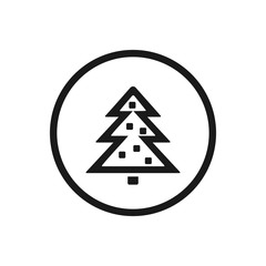 Christmas tree line icon on a white background