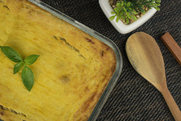 Brazilian chicken pie. Famous pie in Brazil.
