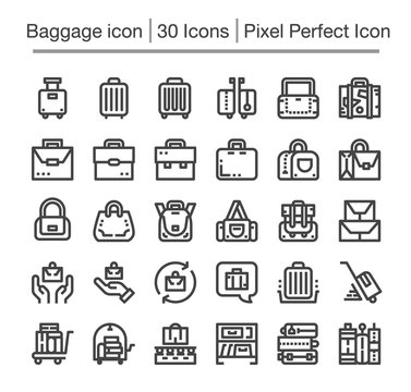 baggage,luggage line icon set