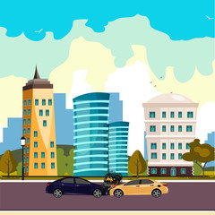 Obraz premium Car accident template. Street crash