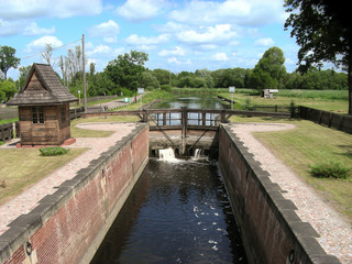 Fototapeta premium Sluice in Debowo in Poland - the first sluice on the Augustów Canal 