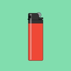 Lighter vector icon in flat style. Manual, gas lighter in flat style.