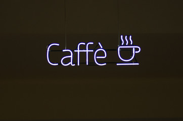 caffe al neon, Luminous writing with a vintage and modern design. Made with low-consumption LEDs, it offers warm and welcoming lighting for bars and restaurant locations