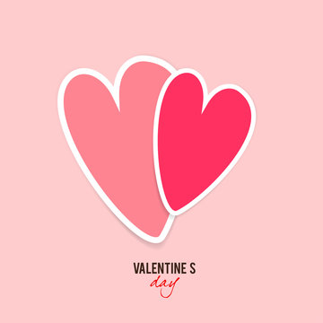 Elegant background with two vector hearts. Valentine's Day