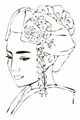 Japanese girl outline