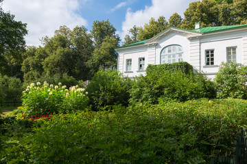 Outbuilding of Kuzminsky. From 1859 to 1862 the school of Leo Tolstoy for peasant children. In the estate of Count Leo Tolstoy in Yasnaya Polyana in September 2017.