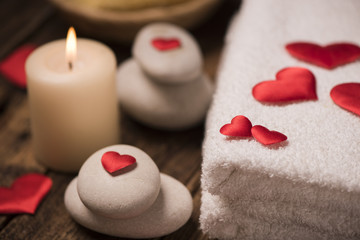 Wellness decoration on wooden table .Valentine's Day concept