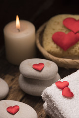 Wellness decoration on wooden table .Valentine's Day concept