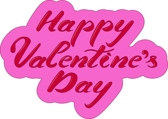 Happy Valentine's day pink sticker with glitter