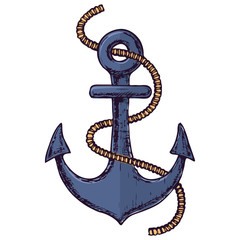 Sea anchor on white background, cartoon illustration of accessory for water transport. Vector