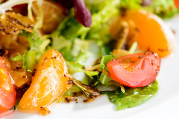 Food background with delicious juicy roasted meat, close-up