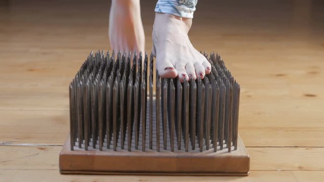 Bed Of Nails Meditation yoga relaxing. Sadhu Board