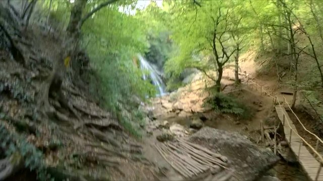Old mountain path to the waterfall.