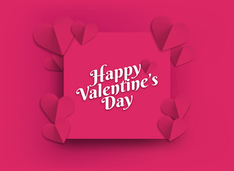 Illustration of hearts of pink color. Background hearts for cards, promotions, posters, banners and decoration. Design with hearts for lovers' day. Text Happy Valentine's Day.