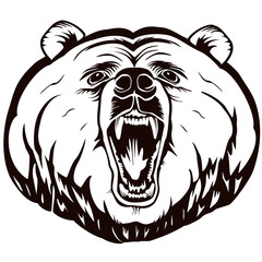 BEAR FACE ANGRY LOGO WHITE