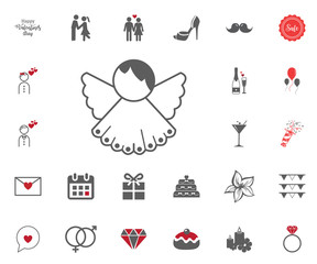 Valentines Angel icon. Valentines Day vector illustraticons set.