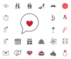 love message icon. Valentines Day vector illustraticons set.