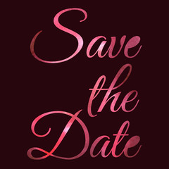 Hand written watercolor words save the date