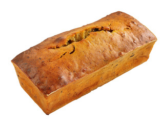 hot  banana bread isolated on white