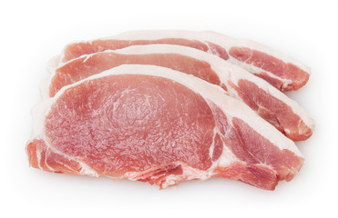 Raw pork meat isolated on white background with clipping path