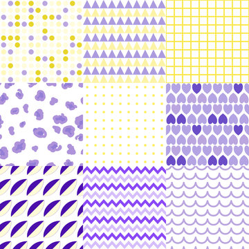 Set of colorful elegant seamless patterns