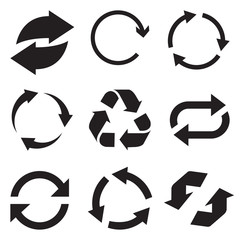 Circle arrow icon. Refresh and reload arrow icon. Rotation vector arrows set. Vector illustartion