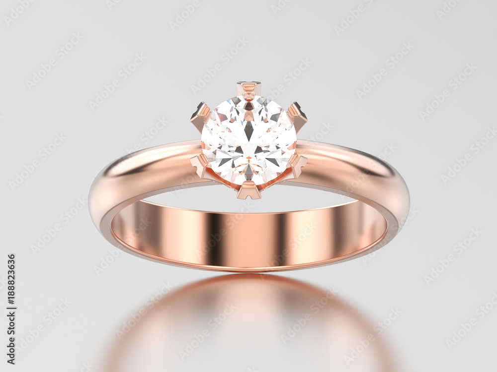 Wall mural 3D illustration rose gold traditional solitaire engagement diamond ring