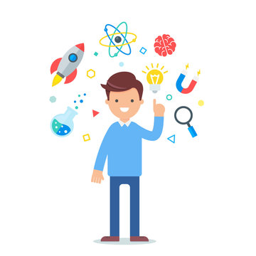 Vector illustration of a scientist, science and education