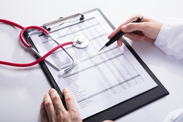 Close-up Of A Stethoscope On White Desk