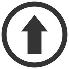 Upward direction arrow sign in circle. Vector icon.
