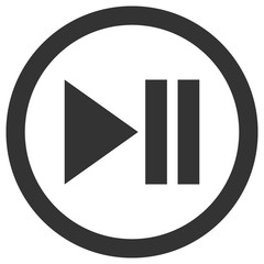 Play and pause icon in circle. Media player control button. Vector.