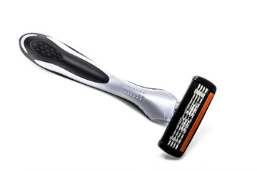 Black and gray shaving Razor Over White Background.