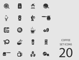 Coffee set of flat icons. Vector illustration