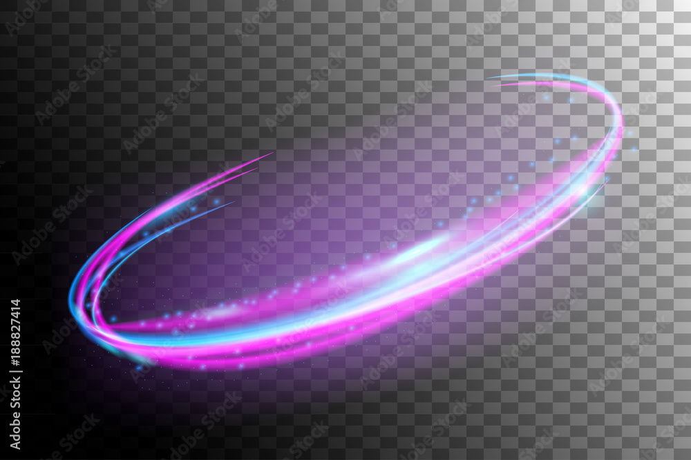 Poster vector glowing neon spiral.speed lines with light effect in pink color. glittering spiral.magic glow