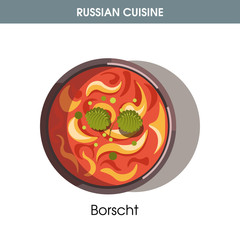 Thick Borscht with laurel leaves from Russian cuisine