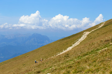 Monte Baldo. Italy. Peaks of mountains in a blue haze.
