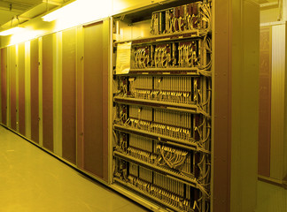 network server room with racks