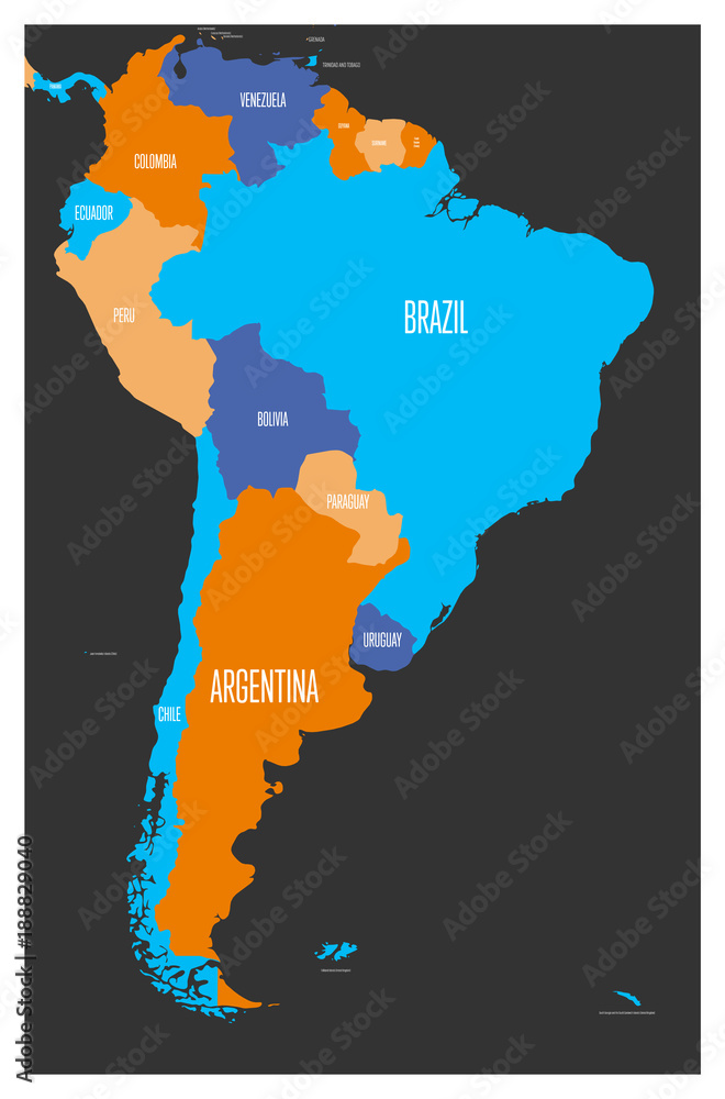 Poster Political map of South America. Vector illustration. - Posters