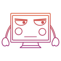 angry computer monitor kawaii icon image vector illustration design  red to purple ombre line