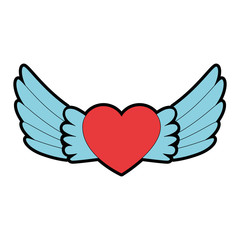 Obraz premium heart with wings flying vector illustration design