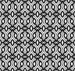 Seamless pattern with stylized curved lines and dots. Abstract and classical network for background and upholstery. Editable monochromatic wallpaper.