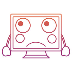 sad computer monitor kawaii icon image vector illustration design  red to purple ombre line
