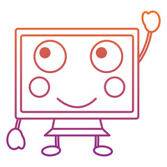 Naklejka premium happy computer monitor kawaii icon image vector illustration design red to purple ombre line