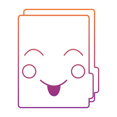 happy file folder kawaii icon image vector illustration design  red to purple ombre line