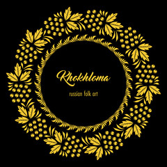 Floral ornamental frame in traditional russian style. Khokhloma painting. Vector Illustration