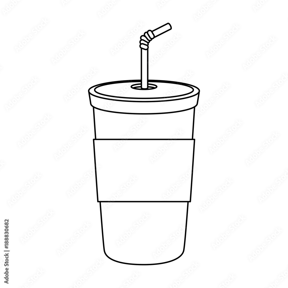 Poster beverage in plasttic cup vector illustration design