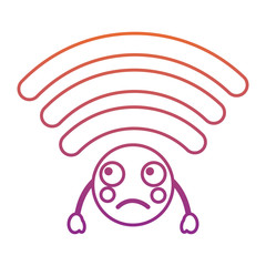 cartoon wifi internet signal kawaii character vector illustration   blur line gradient design