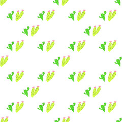 Pattern with the image of two cactus on a white background, vector illustration.